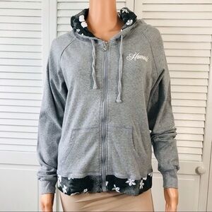 2/$50 ISLAND DESIGN COLLECTION Gray Floral Tank Top And Zip Up Jacket Size XL